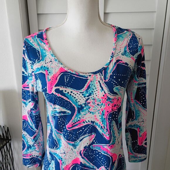 Lilly Pulitzer Indigo Beacon Dress in Star Struck Print Pima Cotton EUC S - Picture 3 of 10
